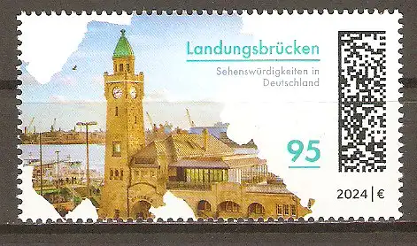 Briefmarke BRD Mi.Nr. 3818 ** Sehenswürdigkeiten in Deutschland 2024 / Landungsbrücken am Hamburger Hafen #2024117