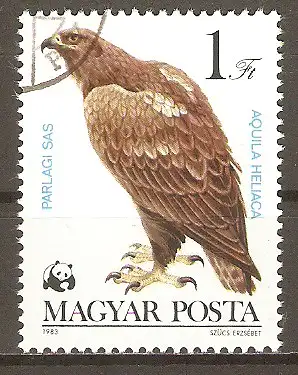 Briefmarke Ungarn Mi.Nr. 3625 A o Greifvögel 1983 / Kaiseradler (Aquila heliaca) #