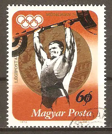 Briefmarke Ungarn Mi.Nr. 2848 A o Medaillengewinner der Olympischen Sommerspiele München 1972 / Goldmedaille im Gewichtheben, Imre Földi #2024136