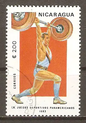 Briefmarke Nicaragua Mi.Nr. 2404 o Panamerikanische Sportspiele 1983 / Gewichtheben #