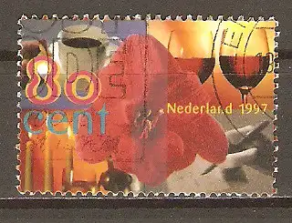 Briefmarke Niederlande Mi.Nr. 1617 o Grußmarken 1997 / Amaryllis, Kaffeetasse, Weingläser, Kerzen, schreibende Hand #2024146