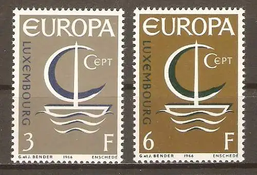 Briefmarke Belgien Mi.Nr. 733-734 ** Europa CEPT 1966 / Stilisiertes Boot / Kompletter Satz ! #2024156