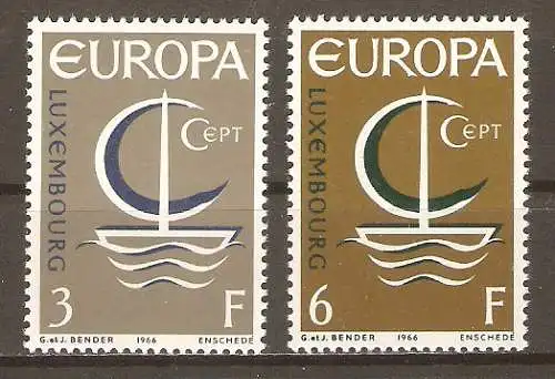 Briefmarke Luxemburg Mi.Nr. 733-734 ** Europa CEPT 1966 / Stilisiertes Boot / Kompletter Satz ! #