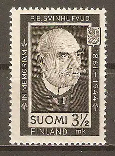 Briefmarke Finnland Mi.Nr. 284 ** Tod von Staatspräsident Pehr Evind Svinhufvud 1944 #