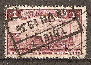 Briefmarke Belgien Eisenbahnpaketmarke Mi.Nr. 180 o 100 Jahre belgische Eisenbahn 1935 / „Le Belge“, die erste in Belgien hergestellte Lokomotive #2024170