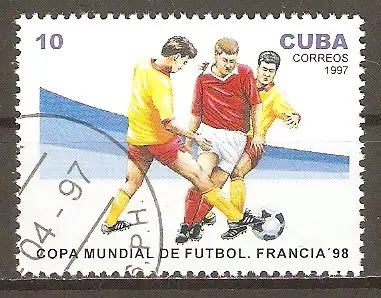 Briefmarke Cuba Mi.Nr. 4003 o Fussball-Weltmeisterschaft Frankreich 1998 / Spielszenen #2024177
