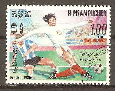 Briefmarke Kambodscha Mi.Nr. 635 o Fussball-Weltmeisterschaft Mexiko 1986 / Spielszenen #2024182