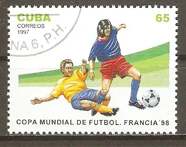 Briefmarke Cuba Mi.Nr. 4006 o Fussball-Weltmeisterschaft Frankreich 1998 / Spielszenen #2024188