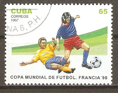 Briefmarke Cuba Mi.Nr. 4006 o Fussball-Weltmeisterschaft Frankreich 1998 / Spielszenen #