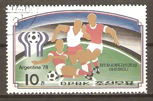 Briefmarke Korea-Nord Mi.Nr. 1676 o Fussball-Weltmeisterschaft Argentinien 1978 / Spielszenen #