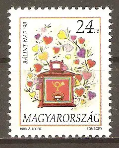 Briefmarke Ungarn Mi.Nr. 4479 ** Valentinstag 1998 / Postkasten & Herzen #2024193
