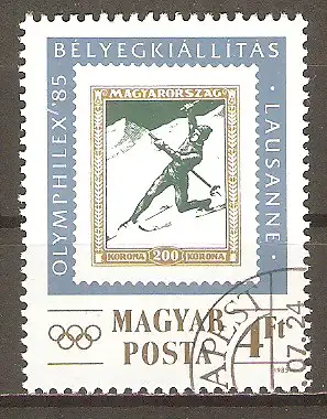 Briefmarke Ungarn Mi.Nr. 3743 A o Internationale Briefmarkenausstellung OLYMPHILEX Lausanne 1985 #