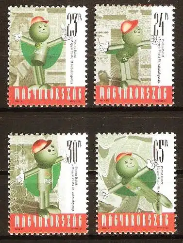 Briefmarke Ungarn Mi.Nr. 4480-4483 ** Postmännchen Bálint Postás 1998 / Kompletter Satz ! #