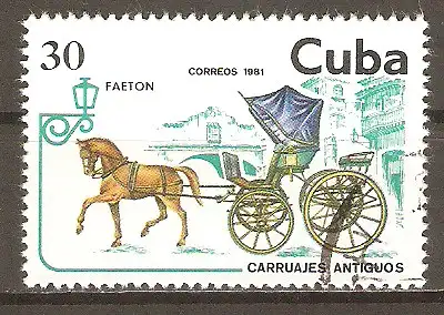 Briefmarke Cuba Mi.Nr. 2573 o Pferdefuhrwerke 1981 / Phaeton #