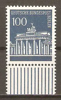 Briefmarke Berlin Mi.Nr. 290 (B) ** Bogenmarke /Unterrand - 100 Pf. Brandenburger Tor 1966  #2024201