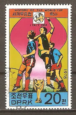 Briefmarke Korea-Nord Mi.Nr. 1734 o Geschichte der Fussball-Weltmeisterschaften 1978 / Austragungsländer - Italien 1934 #
