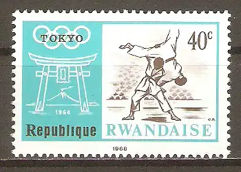 Briefmarke Ruanda Mi.Nr. 283 A ** Olympische Sommerspiele Mexiko 1968 / Judo #2024206