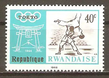 Briefmarke Ruanda Mi.Nr. 283 A ** Olympische Sommerspiele Mexiko 1968 / Judo #