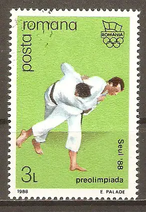 Briefmarke Rumänien Mi.Nr. 4461 o Olympische Sommerspiele Seoul 1988 / Judo #2024207