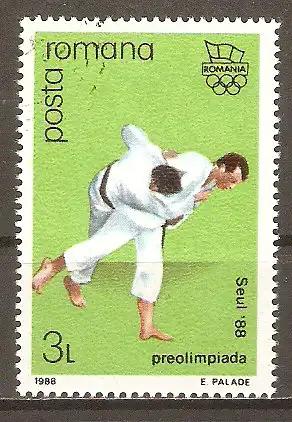 Briefmarke Rumänien Mi.Nr. 4461 o Olympische Sommerspiele Seoul 1988 / Judo #