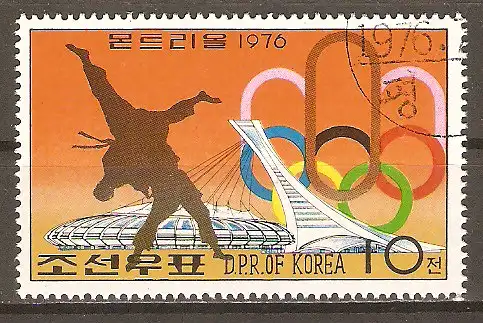 Briefmarke Korea-Nord Mi.Nr. 1510 A o Olympische Sommerspiele Montreal 1976 / Judo #