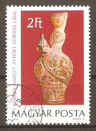 Briefmarke Ungarn Mi.Nr. 3324 A o Keramiken von Margit Kovács 1978 / "Mädchen mit Krug" #