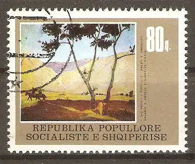 Briefmarke Albanien Mi.Nr. 1940 o Gemälde von Vangjush Mio 1977 / "Reiter in den Bergen" #