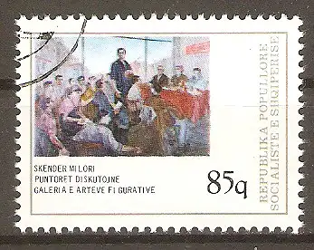 Briefmarke Albanien Mi.Nr. 1955 o Gemälde 1978 / "Diskussion" von Skënder Milori #