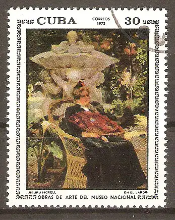 Briefmarke Cuba Mi.Nr. 1854 o Gemälde aus dem Nationalmuseum 1973 / "Im Garten" von Jose Arburu Morell #