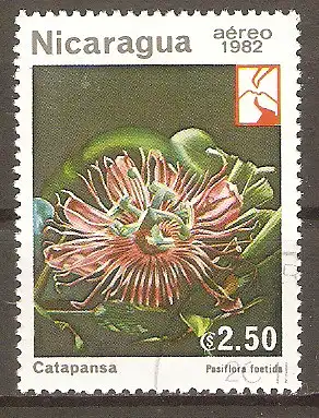 Briefmarke Nicaragua Mi.Nr. 2332 o Blumen 1982 / Passionsblume (Passiflora foetida) #2024252