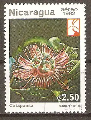 Briefmarke Nicaragua Mi.Nr. 2332 o Blumen 1982 / Passionsblume (Passiflora foetida) #