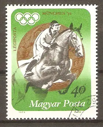 Briefmarke Ungarn Mi.Nr. 2847 A o Medaillengewinner der Olympischen Sommerspiele München 1972 / Goldmedaille im Modernen Fünfkampf Andras Balczo #2024253