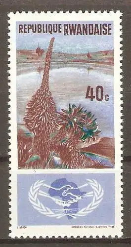 Briefmarke Ruanda Mi.Nr. 126 A ** 20 Jahre Vereinte Nationen (UNO) 1965 / Seelandschaft #