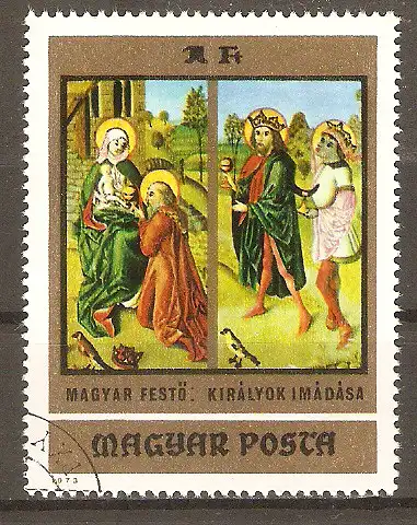 Briefmarke Ungarn Mi.Nr. 2909 A o Gemälde unbekannter ungarischer Meister 1973 / "Die Anbetung der Könige" #2024260