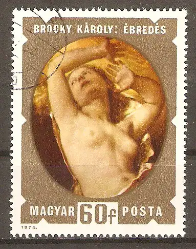 Briefmarke Ungarn Mi.Nr. 2970 A o Aktgemälde 1974 / "Erwachen" von Károly Brocky #