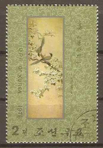 Briefmarke Korea-Nord Mi.Nr. 1544 A o Kunststickereien 1976 / Vögel #2024263