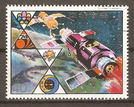 Briefmarke Korea-Nord Mi.Nr. 1528 x o Jahrestage und Ereignisse 1976 / Sojus-Raumschiffe #