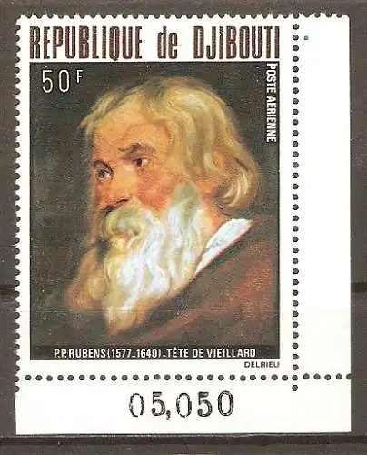 Briefmarke Djibouti Mi.Nr. 216 ** 400. Geburtstag von Peter Paul Rubens 1978 / Gemälde "Kopf eines alten Mannes" #2024301