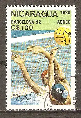 Briefmarke Nicaragua Mi.Nr. 2959 o Olympische Sommerspiele Barcelona 1992 / Wasserball #2024303