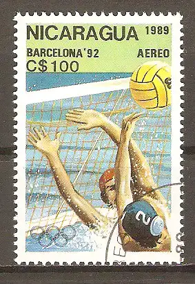 Briefmarke Nicaragua Mi.Nr. 2959 o Olympische Sommerspiele Barcelona 1992 / Wasserball #