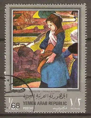 Briefmarke Jemen-Nord (Arab. Republik) Mi.Nr. 634 o Gemälde von Paul Gauguin 1968 / "Fillettes au Pouldu" #2024311