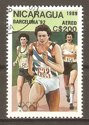 Briefmarke Nicaragua Mi.Nr. 2960 o Olympische Sommerspiele Barcelona 1992 / Marathonlauf #