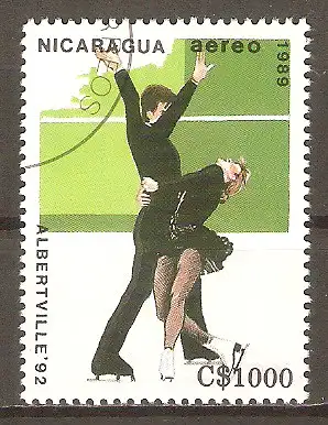 Briefmarke Nicaragua Mi.Nr. 2954 o Olympische Winterspiele Albertville 1992 / Eistanz #