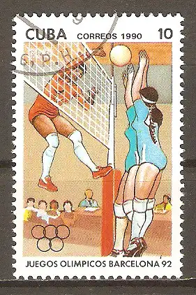 Briefmarke Cuba Mi.Nr. 3366 o Olympische Sommerspiele Barcelona 1992 / Volleyball #