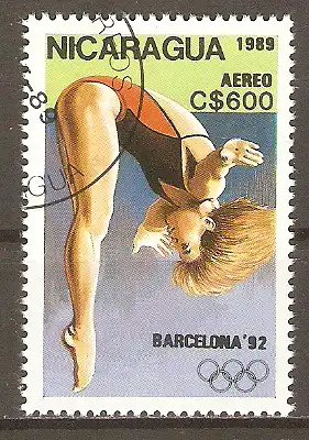 Briefmarke Nicaragua Mi.Nr. 2961 o Olympische Sommerspiele Barcelona 1992 / Kunstspringen #