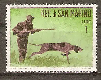 Briefmarke San Marino Mi.Nr. 739 ** Jagdwesen 1962 / Jäger mit Hund #