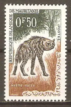 Briefmarke Mauretanien Mi.Nr. 204 ** Einheimische Fauna 1963 / Streifenhyäne (Hyaena hyaena) #2024338