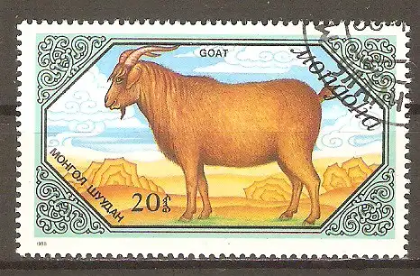 Briefmarke Mongolei Mi.Nr. 1999 o Ziegen 1988 / Hausziege #