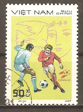 Briefmarke Vietnam Mi.Nr. 1248 o Fussball-Weltmeisterschaft Spanien 1982 / Spielszene #2024347