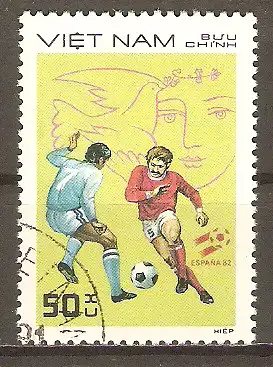 Briefmarke Vietnam Mi.Nr. 1248 o Fussball-Weltmeisterschaft Spanien 1982 / Spielszene #